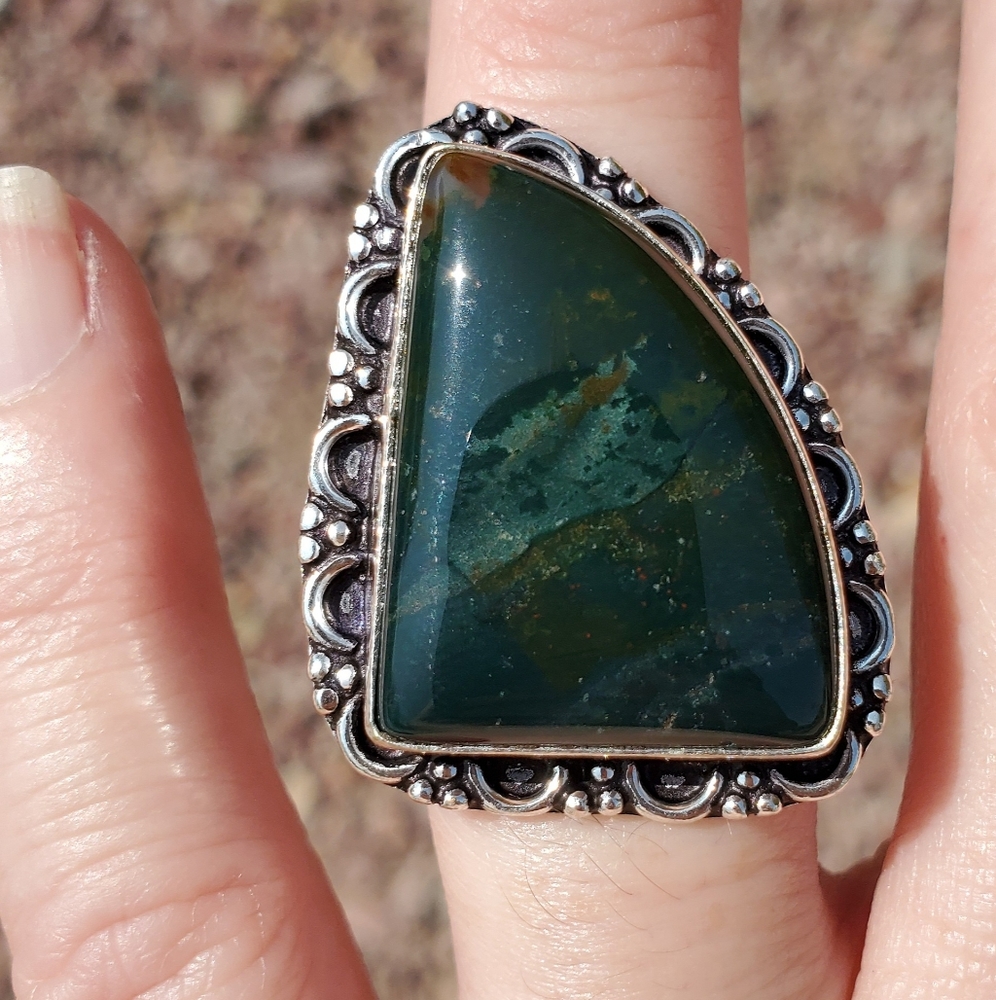 New Bloodstone 925 Silver Ring.